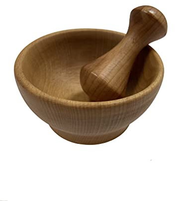 efo Ensemble de Mortier et Pilon en Bois - Petit Pilon et Mortier Idéal pour Broyer les Épices, les Herbes et l'Ail – Pilon et Mortier Durable au Design Ergonomique– Taille 10,5 x 5,5 cm