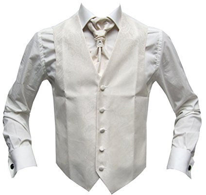 MMUGA Hochzeitwesten Set mit Plastron Creme 64