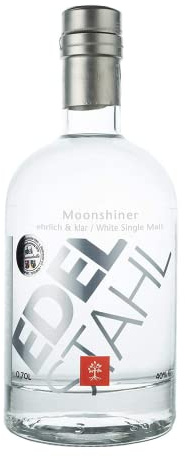 EDELSTAHL Moonshiner 1x0,7L | 50% vol. Alk. | edler White Single Malt | klares Getreide Destillat vor der Fassreifung | kräftige Röstaromen mit dezenter Süße | Moonshine Whiskey aus Deutschland