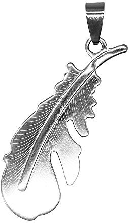 Soul-Cats hübscher Kettenanhänger Feder silbern schwarz, Farbe: Silber