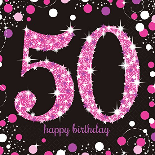Adult Pink Celebration 50th Birthday Luncheon Napkins