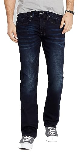 Buffalo David Bitton Herren Straight Six Jeans, Authentischer und tiefer Indigo, 32W / 32L