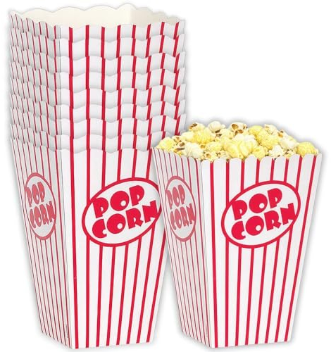 Unique Party 59022 - Cajas para Palomitas a rayas, pack de 10 unidades