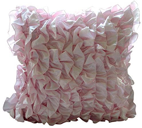 The HomeCentric Soft Pink Kissen Decken, Vintage Style Ruschen Shabby Chic Kissen Fälle, Wurfkissenbezuge 40x40 cm, Satin Kissen Abdeckungen Fur Couch, Solide Zeitgenossisch - Vintage Soft Pink