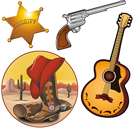 W WIDMANN MILANO Party Fashion 5062D - Western Dekorationsset, 4 teilig, Cowboy, Ranger, Sheriff, Mottoparty, Karneval, Fasching