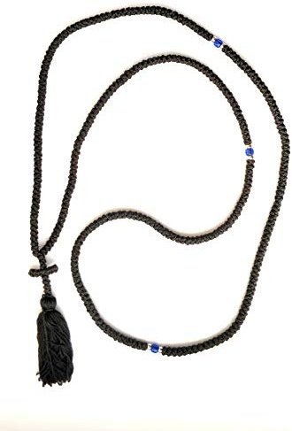 Handmade Blessed Christian Orthodox Greek Komboskoini Prayer Rope 300 Knots Pendant Black