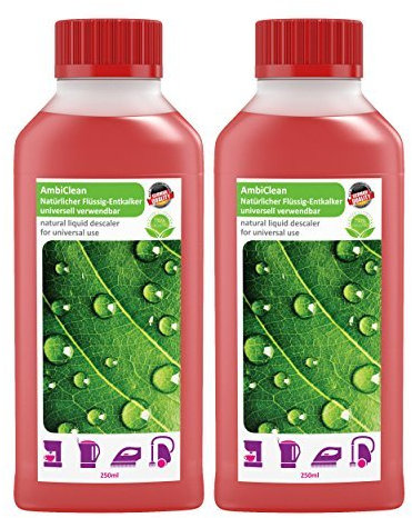 Descalcificador universal AmbiClean para cafeteras automáticas, cafeteras etc. | 100% Naturales | Fabricado en Alemania | Para Jura, Siemens, Delonghi, Krups, Melitta, Bosch y muchos más.| 2x250ml