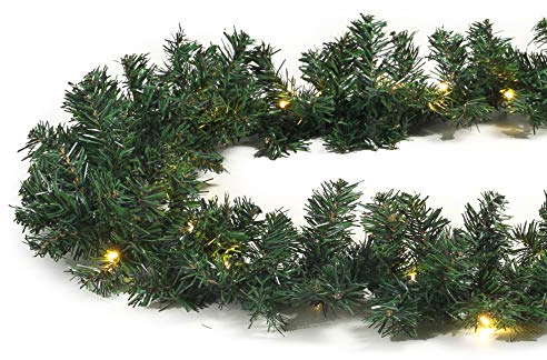 Gartenpirat Künstliche Tannengirlande Türgirlande beleuchtet 8,1 m 120 LED warmweiß Weihnachtsdeko