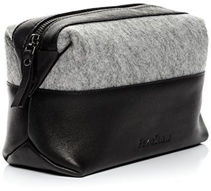 FEYNSINN große Kulturtasche Herren echt Leder - Waschtasche Oslo L - Kulturbeutel mit - Leder-Waschtasche Herren und Damen schwarz handgefertigt