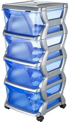 Bama 99005 Insieme Cassetti con Ruote, Argento, 36 x 40 x 80 cm