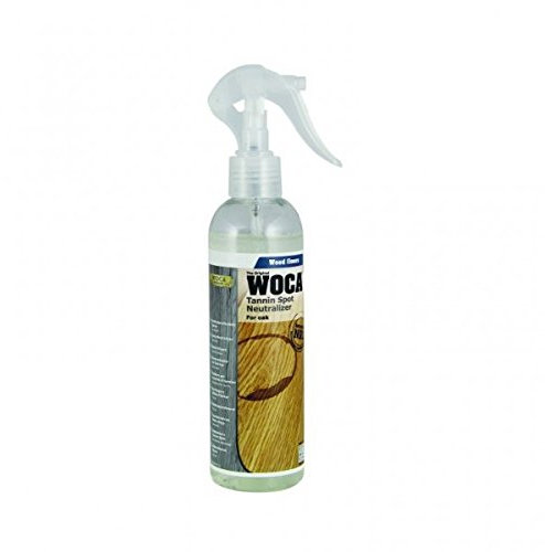 WOCA Denmark Tannin Spot Remover – Neutralizes Black Water Stains on Oak & Wood | Water-Based | Indoor/Outdoor Use | Ready-to-Use Spot Cleaner for Acid/Tannin Marks- 0.25L Spray