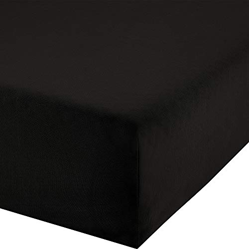 Erwin Müller Boxspringbett-Spannbettlaken Freising Elasthan-Jersey-Stretch - schwarz Größe 90x190 cm - 100x220 cm - dehnbar, antipilling, bügelfrei, Rundumgummi