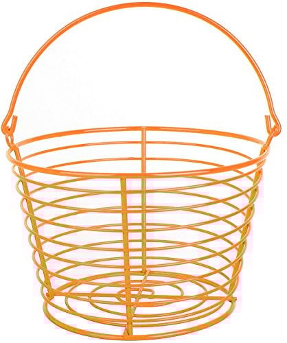 CrazyGadget® Country Farm Stye Strong Colour Metal Wire Egg Holder Stand Basket with Handle - Holds More Than 24 Eggs (Orange)