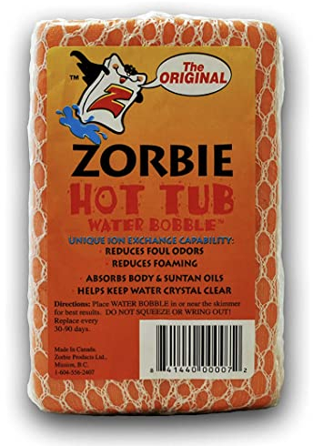 Zorbie Water Bobble Hot Tub Oil Scum Absorber - Scum Absorbing Sponge for Spas and Hot Tubs - Naturally Cleaner Water with Spa Sponges for Hot Tubs - Orange Floating Bobble with String- Single Package