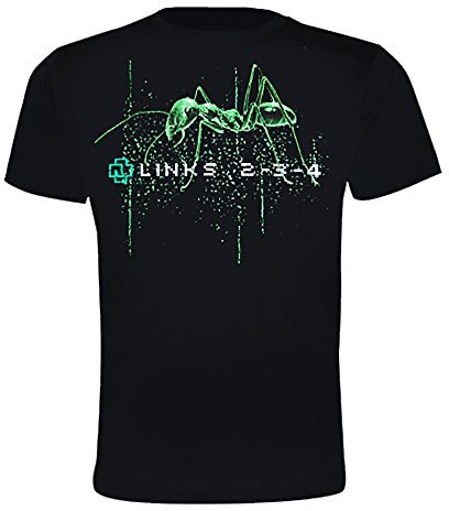 Rammstein Herren T-Shirt Links 2-3-4 Offizielles Band Merchandise Fan Shirt schwarz mit mehrfarbigem Front und Back Print (L)