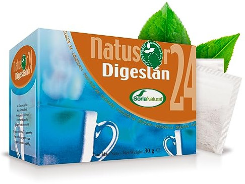 Soria Natural Natusor 24 Digeslán – Ayuda en Digestiones Pesadas y Gases - Anís Verde, Manzanilla, Menta, Milenrama, Regaliz, Tomillo y Verbena para Infusión - 100% Natural - Caja con 20 Bolsas Filtro