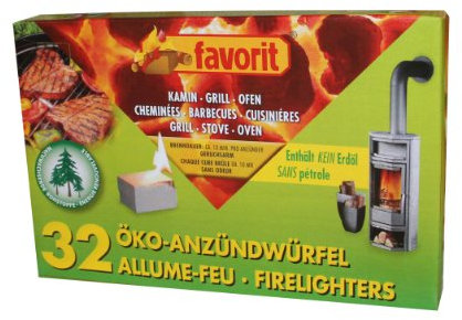 favorit 1150 Öko Anzündwürfel für Grill, Kamin und Ofen, 32-er Pack