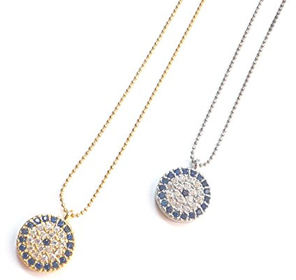 Remi Bijou Orientalisches Halskette Kette Anhänger - Böser Blick blaues Auge Türkisch Nazar Boncuk Silber Farbe