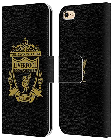 Head Case Designs Officially Licensed Liverpool Football Club Black 3 Crest 1 Leather Wallet Case Compatible With Apple iPhone 6 / iPhone 6s