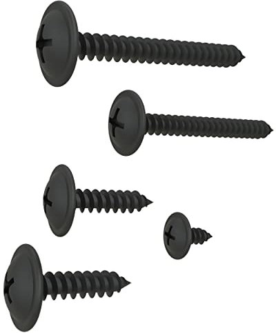 Vis à Tôle cruciforme tête bombée plate avec rondelle galvanisé noir: 4,8 x 25 mm, 20 pièces