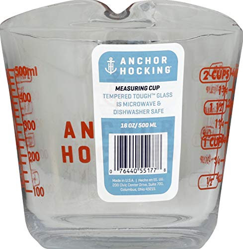 Anchor Hocking Messbecher aus vergütetem Glas, 0,5 l