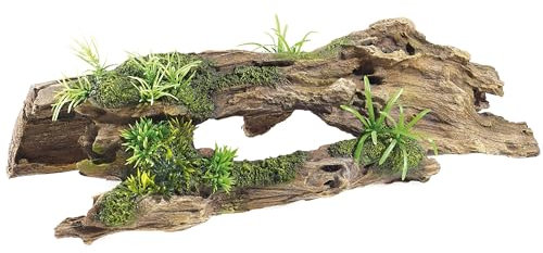 CLASSIC Driftwood Delights Driftwood & Plants Aquarium Ornament 370 x 175 x 105 mm | Hand-Painted Resin Decoration for Freshwater Fish Tanks & Aquascapes