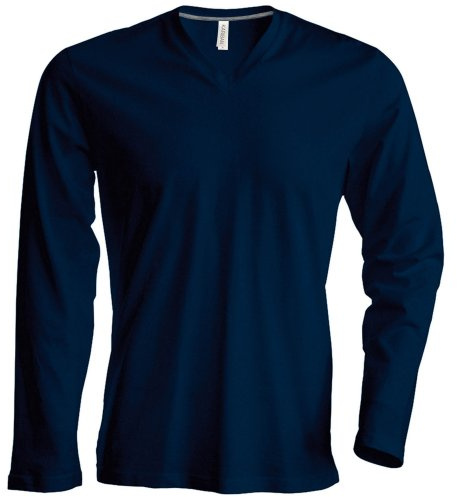 Kariban Mens Slim Fit Long Sleeve V Neck T-Shirt