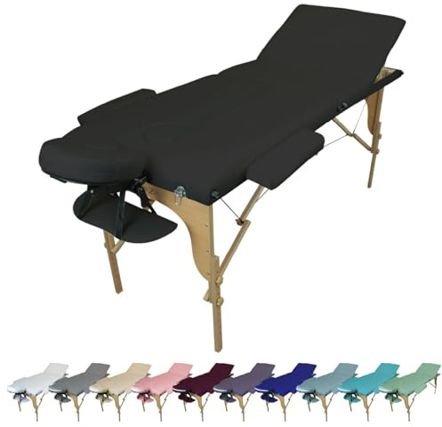 Vivezen - Klappbare 3-Zonen-Massageliege aus Holz mit Reiki-Panel + Zubehör und Tragetasche