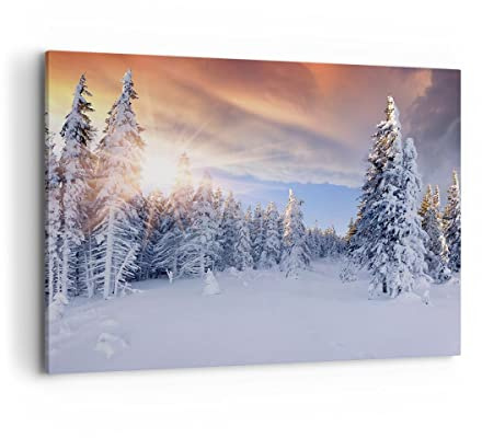 ARTTOR Bilder auf Leinwand 120x80cm Wandbild Landschaften Natur - 2433 | Abenteuer Alpen Winter Groß XXL Wanddekoration Wohnzimmer Schlafzimmer Wanddeko Wand Kunstdruck Wandkunst Wall Decor ARTTOR