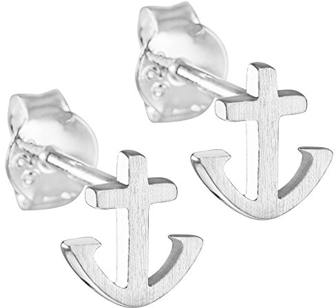 Vinani Ohrstecker Anker mattiert Sterling Silber 925 Hoffnung Ohrringe OANK