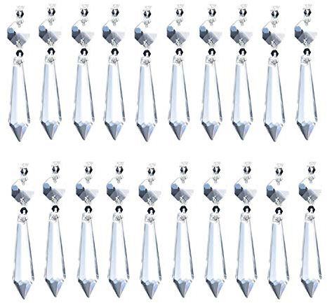 Bonayuanda 20 Stück 38 mm Ersatz Klar Kronleuchter Eiszapfen Kristall Prismen Octogan Kristall Perle für Lampen-Dekoration