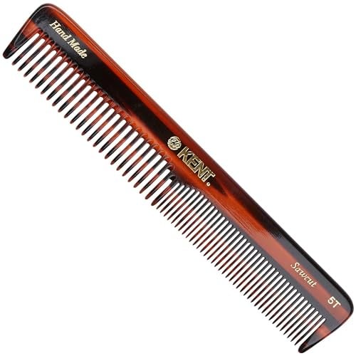 Kent 5T 16,8 cm Doppelzahn-Verbandkamm, feine und breite Zähne für Haar-, Bart- und Schnurrbart-Styling und Fellpflege, grob und fein, für Männer, Frauen und Kinder, hergestellt in England