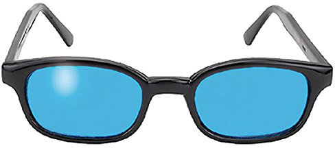 KD's Pacific Coast Original Biker Sonnenbrille (Gestell Schwarz/Türkise Gläser)