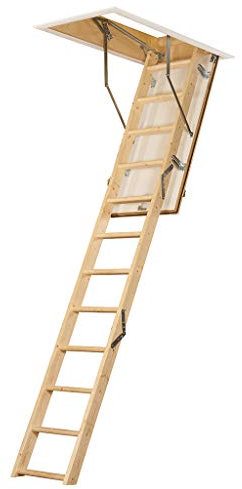TB Davies 1530-000 EuroFold 3-section Wooden Loft Ladder with Hatch, 33mm Insulation, 1.11 W/m2oC, Max. Floor2Ceiling 2.8m (9.18ft), EN14975 Pine
