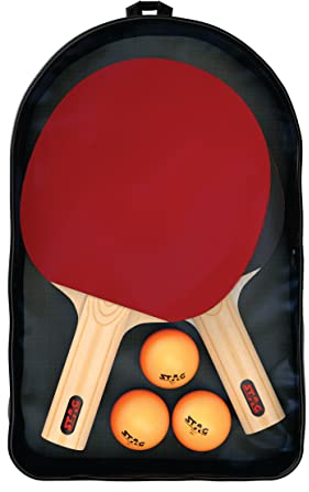 Stag 1 Star Table Tennis Play Set |Color: Multicolor | Material: Wood | Speed: 50, Spin: 70, Control: 97 | ITTF Approved Rubber | for Beginner | Unisex | Comfortable Handle | Better Grip
