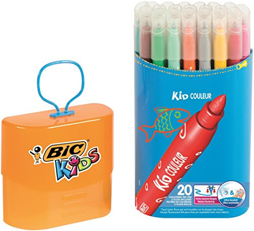 BIC Kids Kid Couleur Colouring Pens - Assorted Colours, Durable Case of 20