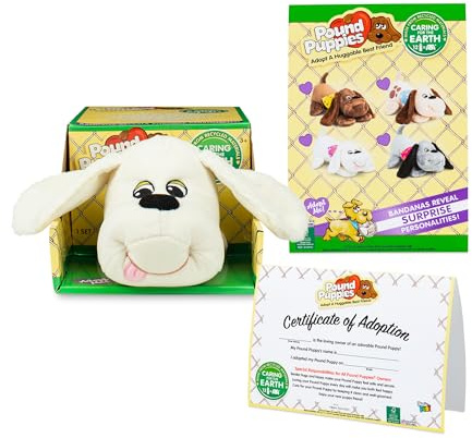 Basic Fun Pound Puppies, White/Hungry Puppy Plush, Puppy Toy, Soft Toy Dog for Children, Puppy Toys for Girls and Boys, 43cm Dog Plush for Kids Ages 3 38212