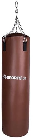 ScSPORTS® Boxsack - Hängend, Gefüllt, für Erwachsene, 15/30 kg, 60/120 cm, mit Kettenaufhängung, Karabinerhaken, Schwarz/Braun - Punchingsack, Punching Bag für Kickboxen, MMA, Muay Thai (30 kg)