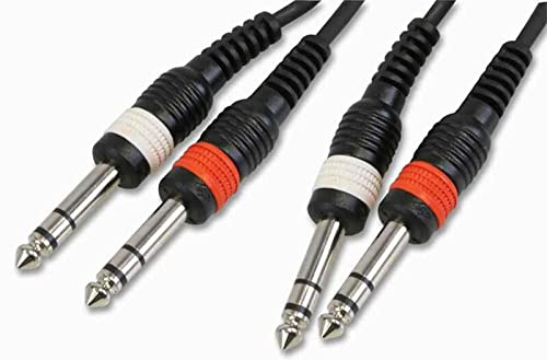 Pulse PLS00255 6.35 mm (1/4 Inches) Stereo Jack Plug to Twin Plug Lead, 1.5m, Black