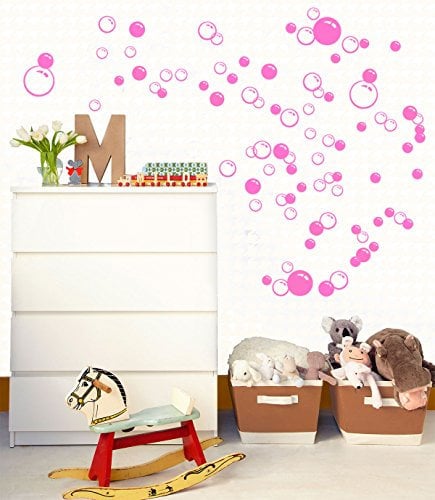 88 Waterproof Floating Bubble Loose Stickers Choose from 20 Colours Bathroom Tile Window Wall Art - Pink