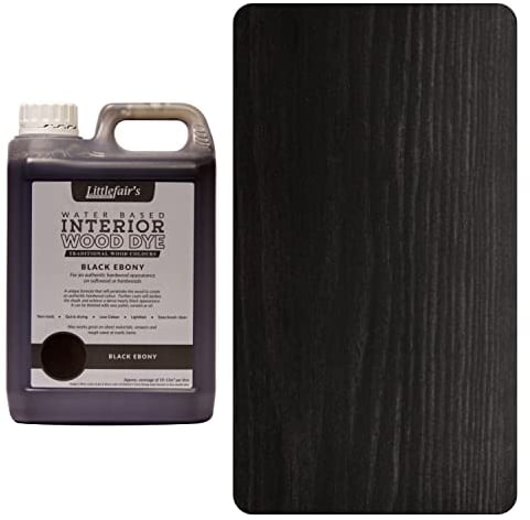 Littlefair's Wood Stain Water-Based - (Black Ebony) – Non-Toxic, Eco-Friendly & Quick Drying - Easy-to-Apply, Concentrated Formula for All Wood Types – 5 LTR