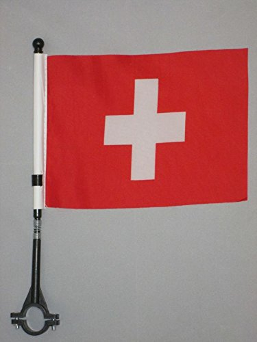 AZ FLAG - Fahrradfahne Schweiz - 21x14 cm - Helvetische Fahrradflagge 14 x 21 Cm - Fahrrad Flaggen