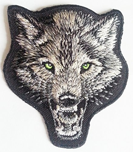 Aufnäher Patches für Jacken Jeans Kleidung Bügelbilder Flicken Stoff Patch Kleider Aufbügler zum Aufbügeln 7,6 x 7 cm Wolf