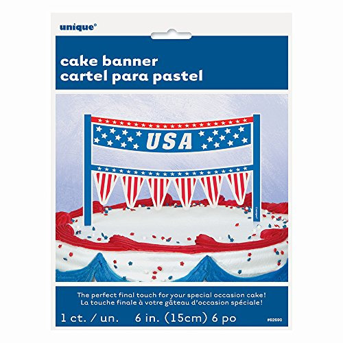 Unique Tortenaufsatz mit USA-Wimpelkette, 15,2 x 22,9 cm, mehrfarbig