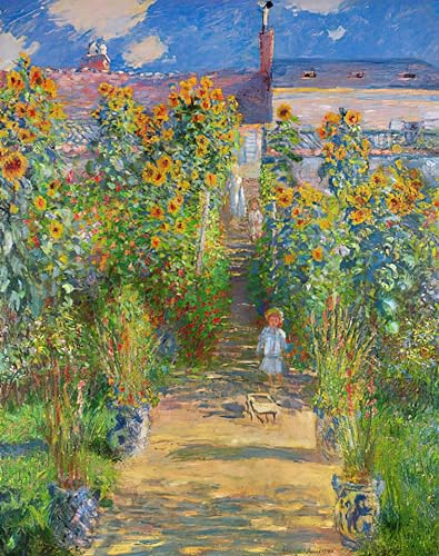 Kunstdruck/Poster: Claude Monet Der Garten Monets in Vétheuil - hochwertiger Druck, Bild, Kunstposter, 40x50 cm