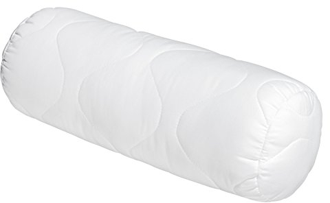 sleepling Basic 100 Nackenrolle, Zierkissen, Sofakissen, 15 x 40 cm, Ökotex, waschbar bis 60 Grad, Made in EU, Füllmengengarantie, Größengarantie, weiß