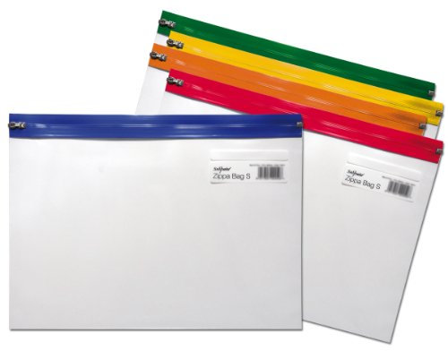 Snopake A3 Zippa-Bag ‘S’ Classic with Write-On Label [Pack of 5] 480 x 350 mm – Transparent/Assorted Zip Strips [Ref: 12823]