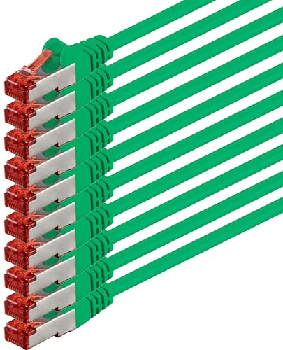 1aTTack.de 10x 5m - Câble réseau Cat 6 Câble patch Cat6 RJ45 SFTP - Vert