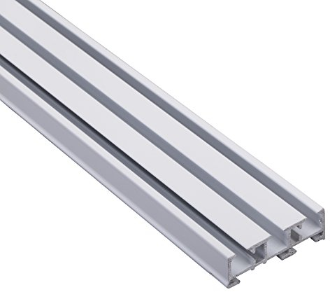 DécoProfi Vorhangschiene Gardinenschiene 3-läufig, Aluminium weiss, 300 cm, mit Deckenclips und Endkappen