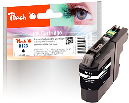 Peach B121/123/125/127/129 Druckerpatrone XL schwarz ersetzt Brother LC-123BK für z.B. Brother MFCJ 6720 DW, Brother MFCJ 6520 DW, Brother DCPJ 752 DW, Brother MFCJ 470 DW, Brother MFCJ 6920 DW
